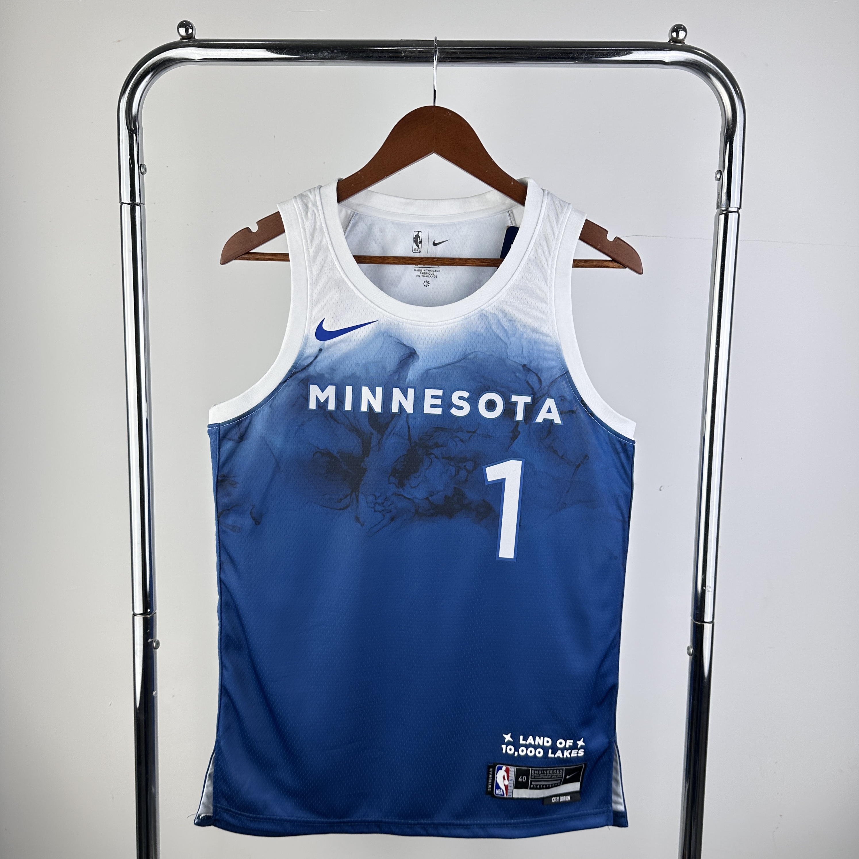 Men Minnesota Timberwolves #1 Anderson Blue City Edition Nike 2024 NBA Jersey->phoenix suns->NBA Jersey